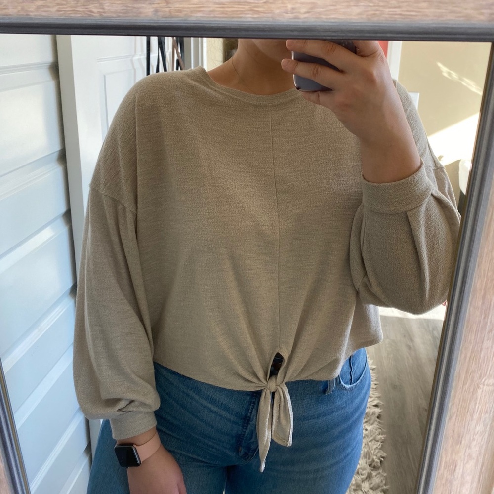 H&M bell sleeve tie shirt